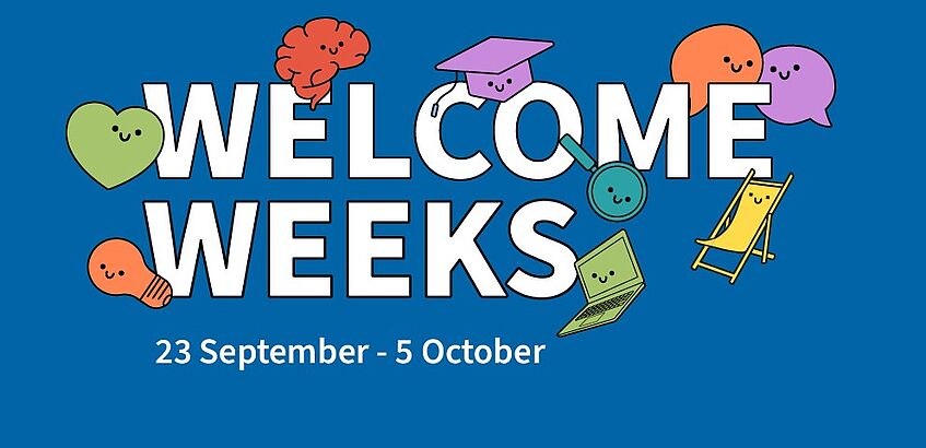 Titeltext Welcome Weeks mit Datum 23.9.-6.10.